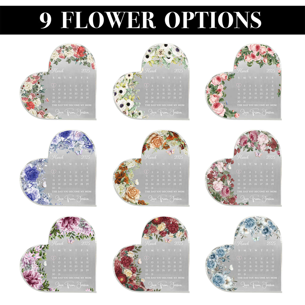 Personalized Calendar Gift For First Mother Heart Acrylic, Custom Calendar New Born Gift, New Mom Gift, First Mothers Day From Wife