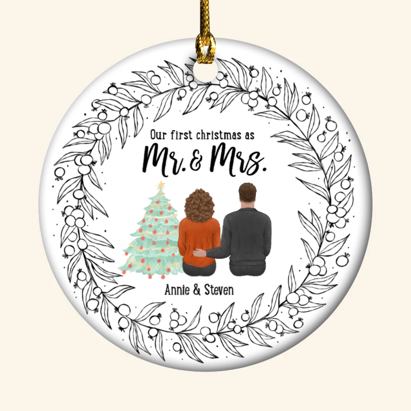Our First Christmas Couple - Personalized Ornament - Christmas Gift For Couple, Husband, Wife banner-ornament-couple-2.png