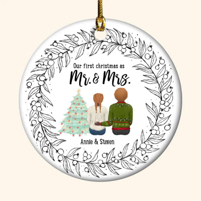 Our First Christmas Couple - Personalized Ornament - Christmas Gift For Couple, Husband, Wife banner-ornament-couple-3.png