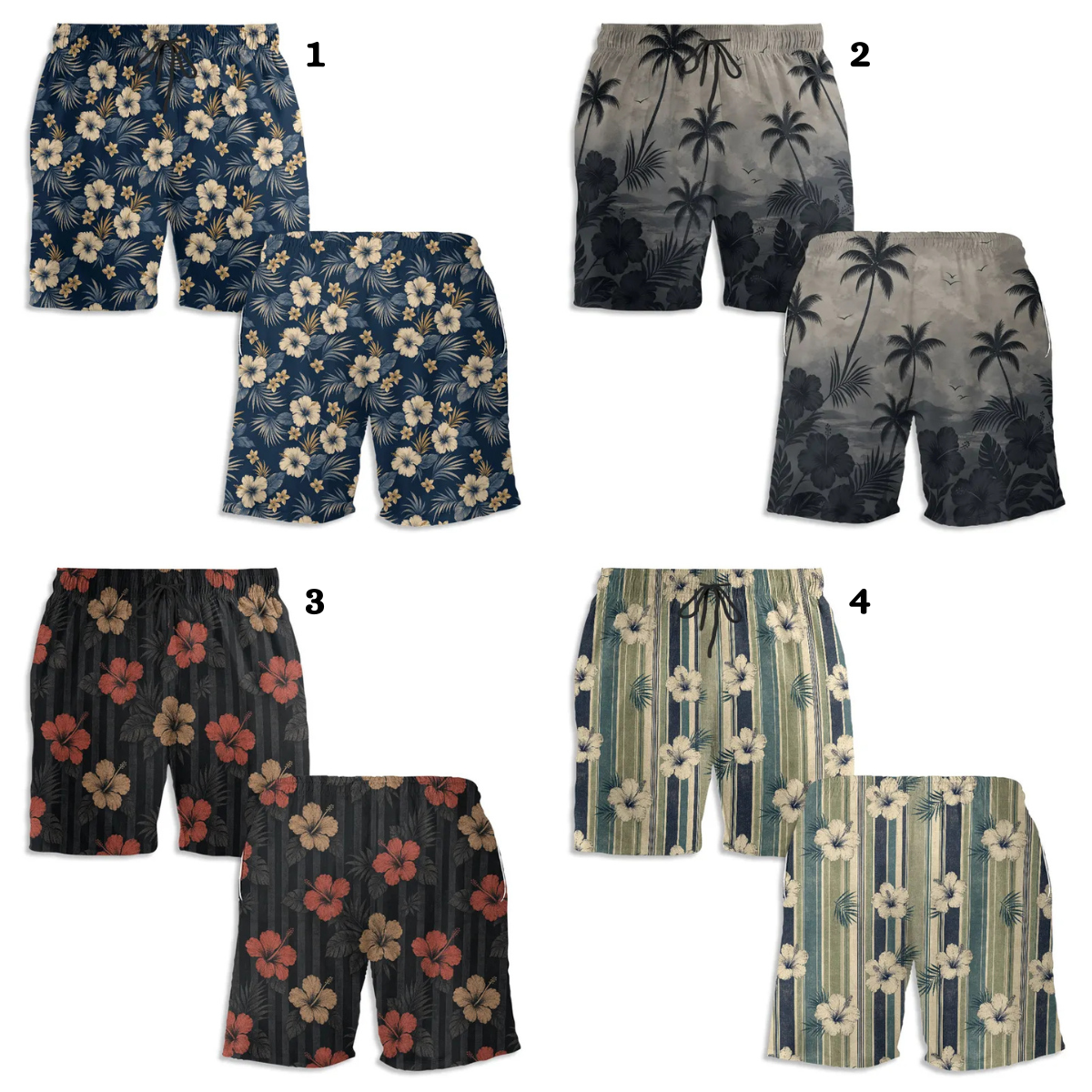 Butt Crack Beach Shorts Tropical Vacation Swim Trunks, Personalized Beach Shorts