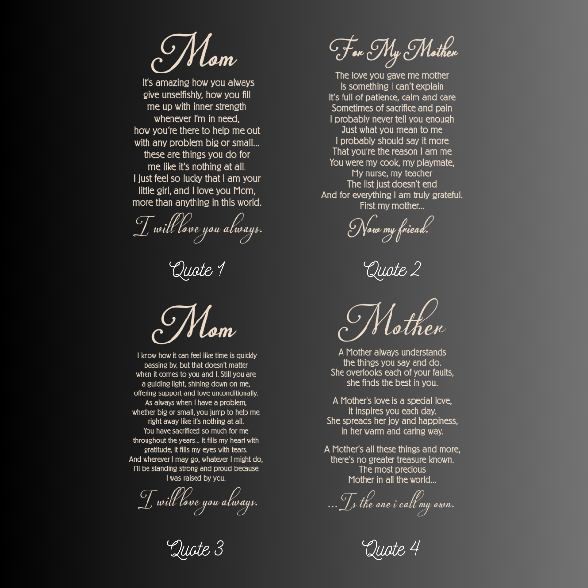 Mom I Will Always Love You Mother Poem - Personalized Canvas - Gift For Mom, Mother's Day, Birthday Gift