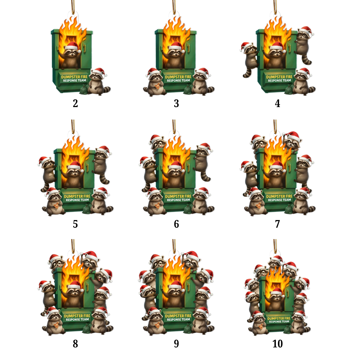 Cunning Raccoon Office Chaos Dumpster Fire Response Team - Personalized Acrylic Ornament - Funny Holiday Gift for Coworkers