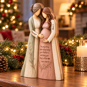 Personalized Mom and Daughter Wooden Block, Pregnancy Announcement Mom To Mom, Expecting Mom Keepsake,Baby Shower Gift from Mom,New Mom Gift