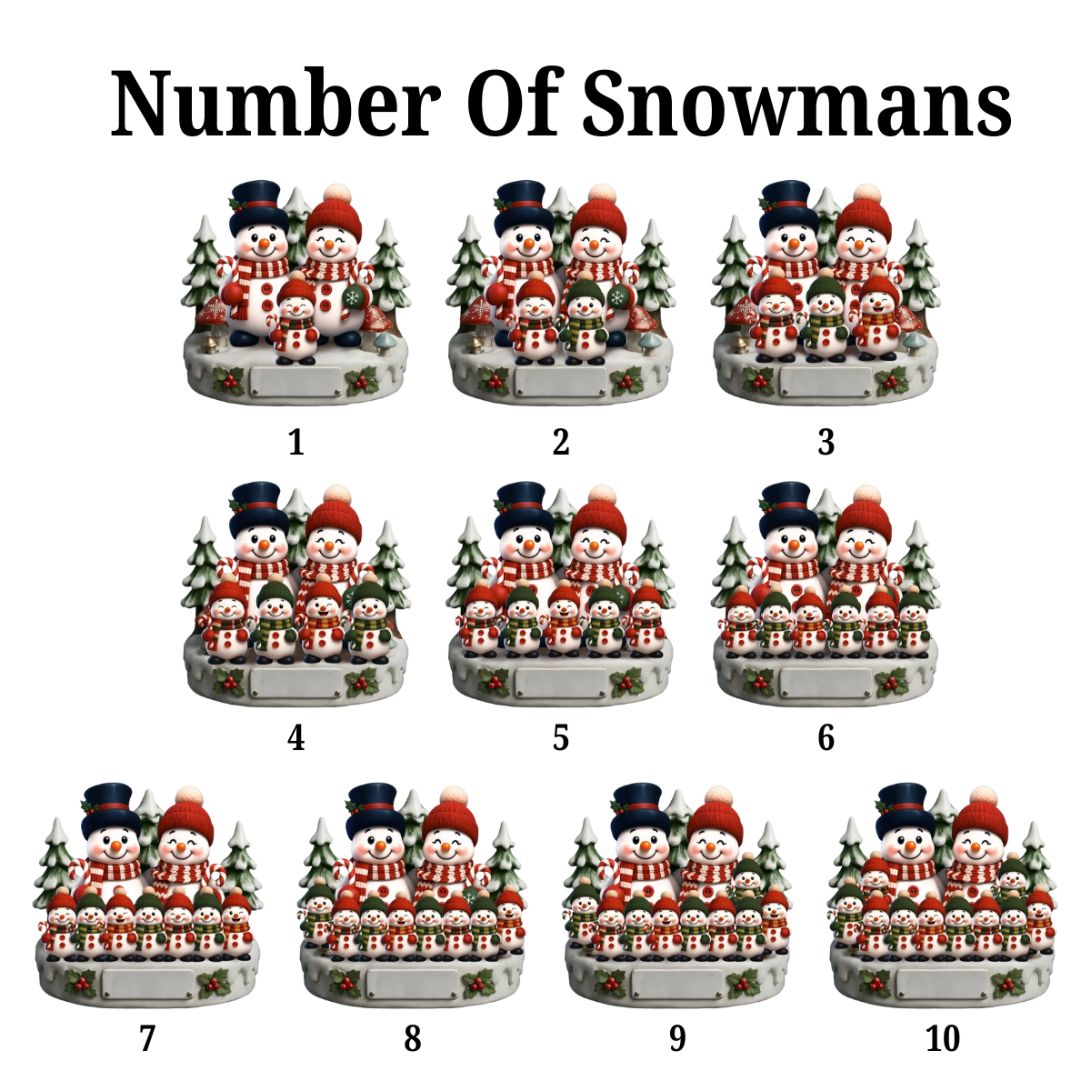 Snowman Family 2D Flat Ornament, Personalized Acrylic Ornament, Christmas Gifts For Grandpa, Grandma, Family