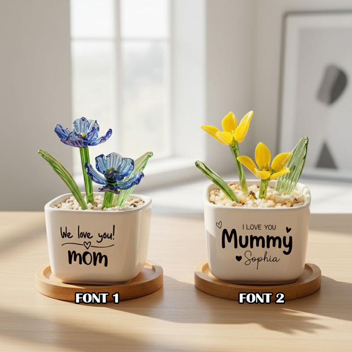Handmade Glass Flower Pots, Mini Glass Plants, Mother's Day Gift, Housewarming Gift, Potted Plant Enthusiasts, Thank You Gift