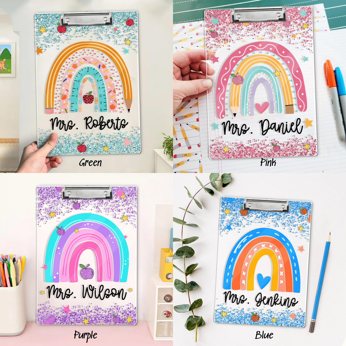 Personalized Teacher Appreciation Gifts, Custom Rainbow Teacher Clipboard, Teacher Name Clipboard, Back To School, End Of Year School Gift