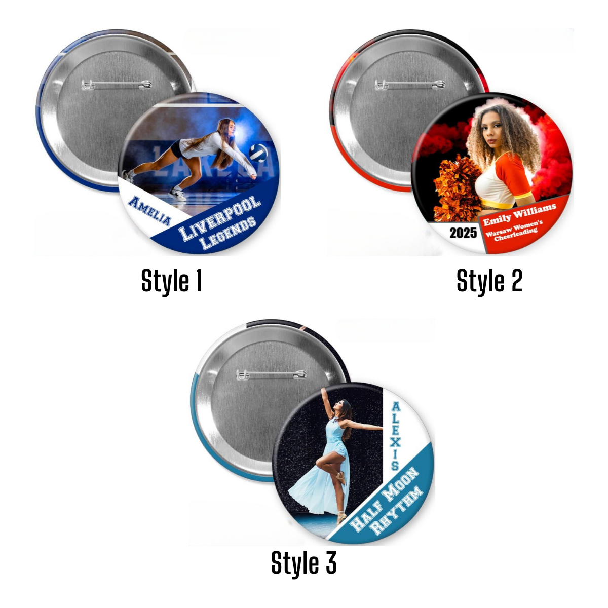 Custom Sport Photo Button, Personalized Sport Photo Pin, Football, Softball, Baseball, Soccer, Hockey, Senior 2025