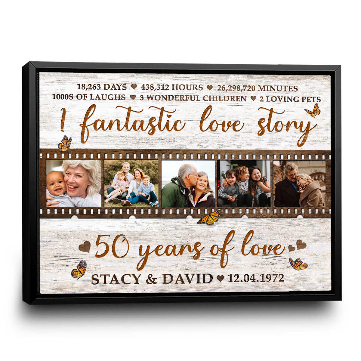 50th Anniversary Gift For Couple, 50th Anniversary Gifts Custom Collage Gift, Golden 50th Anniversary For Parents
