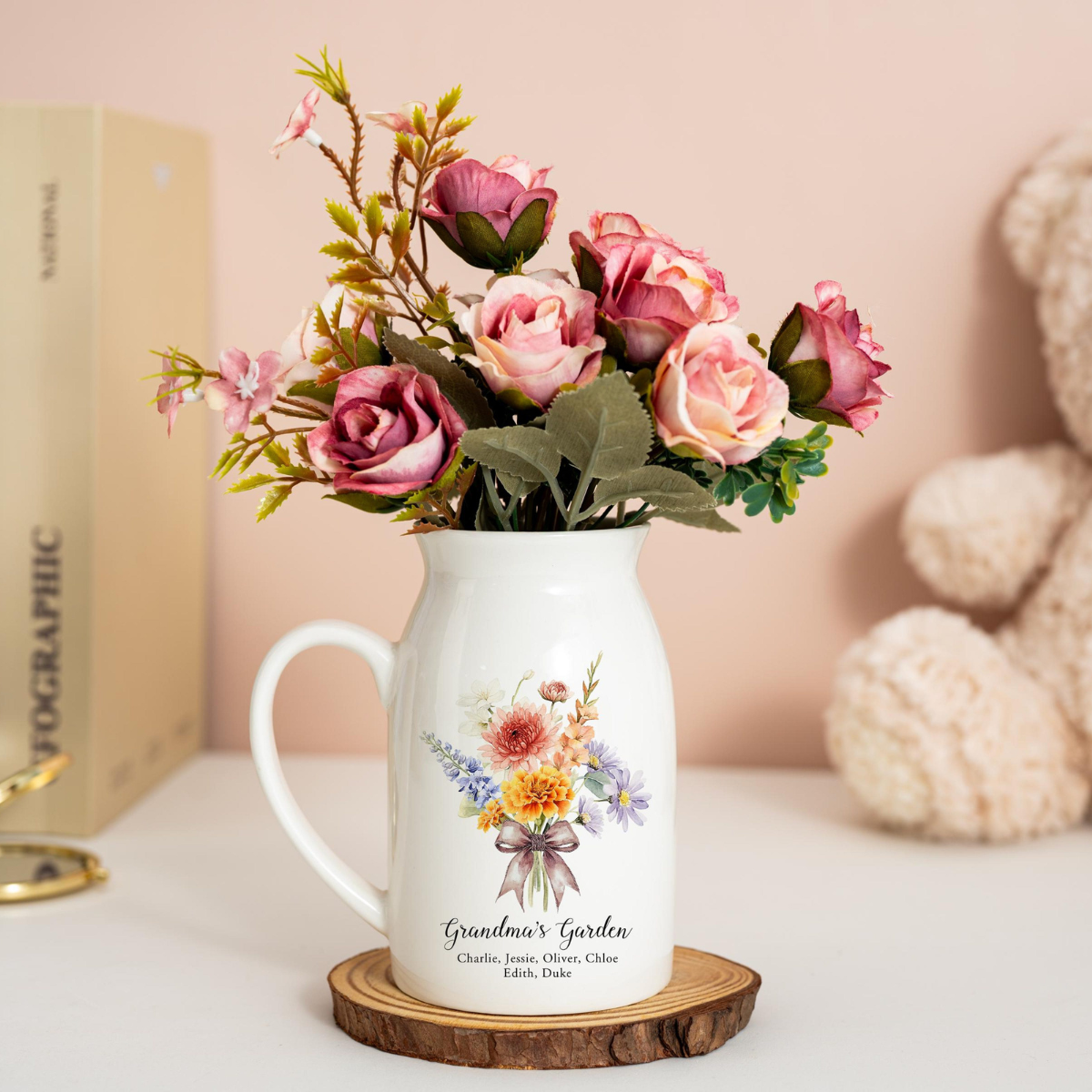 Personalized Grandma's Garden Vase, Family Birth Flower Vase for Nanny Grandma Mom, Mother's Day Gift from Grandkids, Birthday Gift for Her