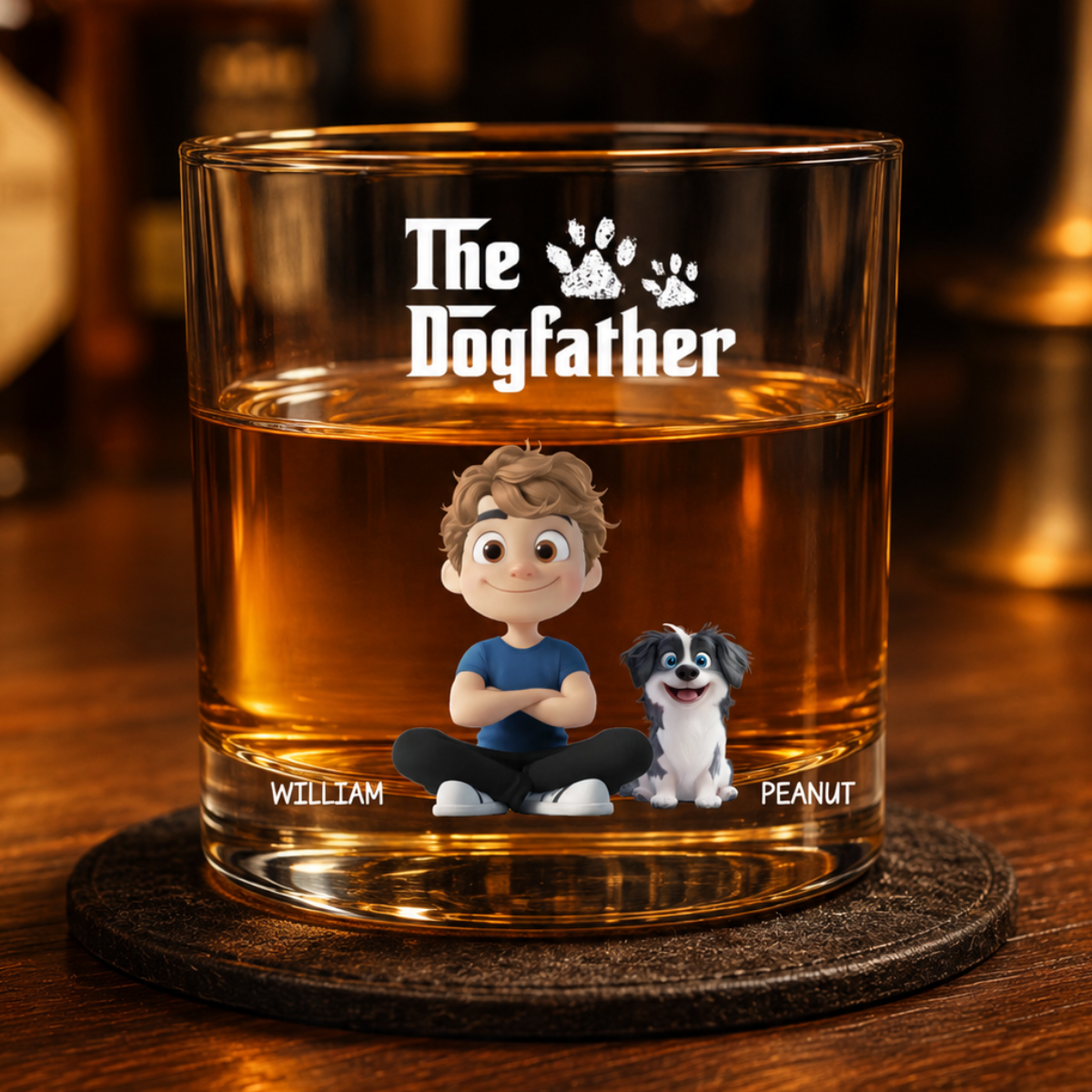 The Cool Dog Father - Personalized Whiskey Glass - Gift For Dog Owners, Dog Lovers, Father's Day Gift