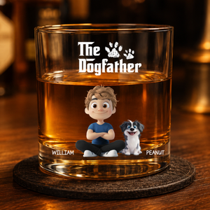 The Cool Dog Father - Personalized Whiskey Glass - Gift For Dog Owners, Dog Lovers, Father's Day Gift