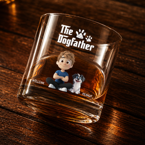 The Cool Dog Father - Personalized Whiskey Glass - Gift For Dog Owners, Dog Lovers, Father's Day Gift