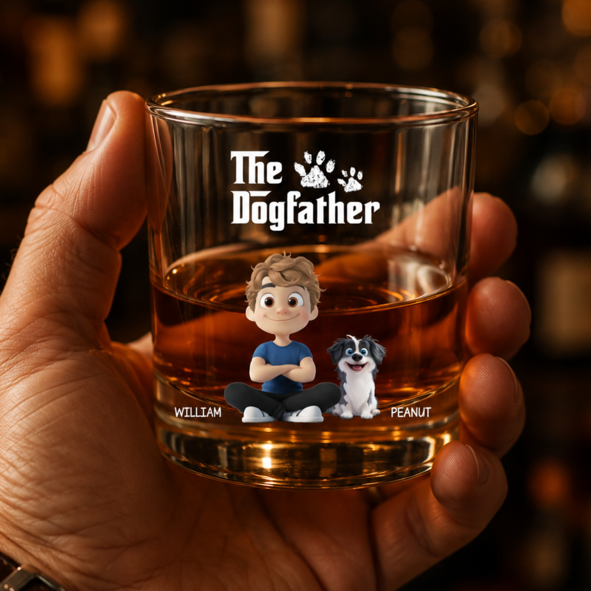 The Cool Dog Father - Personalized Whiskey Glass - Gift For Dog Owners, Dog Lovers, Father's Day Gift
