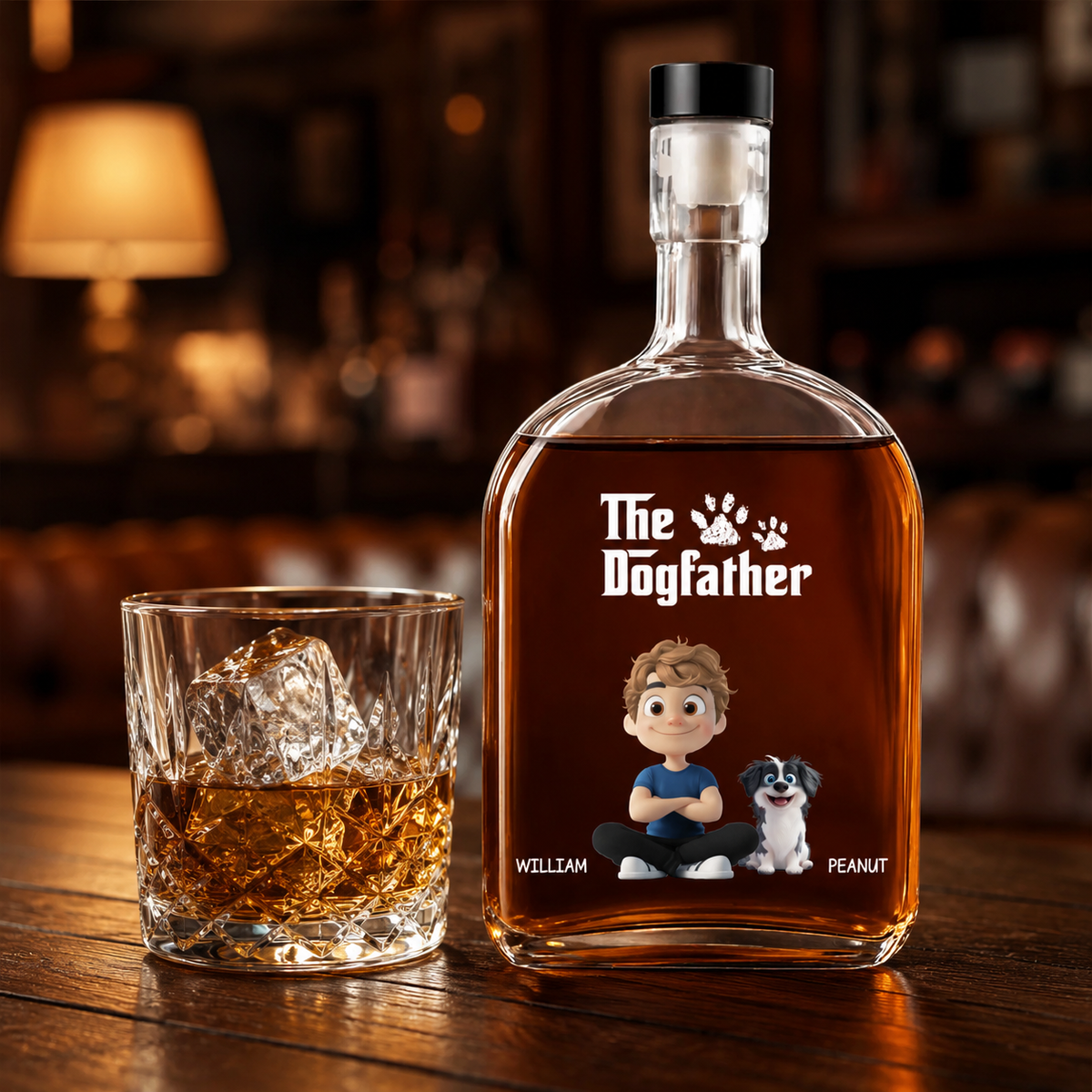 The Cool Dog Father - Personalized Whiskey Bottle - Gift For Dog Owners, Dog Lovers, Father's Day Gift