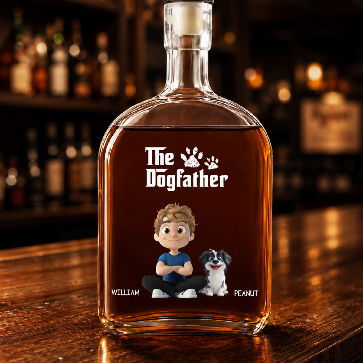 The Cool Dog Father - Personalized Whiskey Bottle - Gift For Dog Owners, Dog Lovers, Father's Day Gift