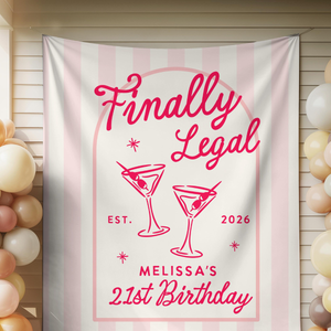 Custom 21st Birthday Banner Decor, Cheers To 21 Years Legal Club, Happy Birthday Party Photo