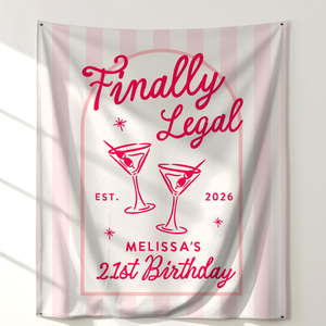 Custom 21st Birthday Banner Decor, Cheers To 21 Years Legal Club, Happy Birthday Party Photo