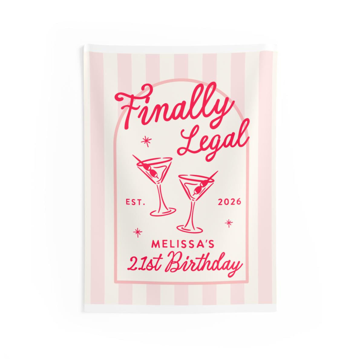 Custom 21st Birthday Banner Decor, Cheers To 21 Years Legal Club, Happy Birthday Party Photo