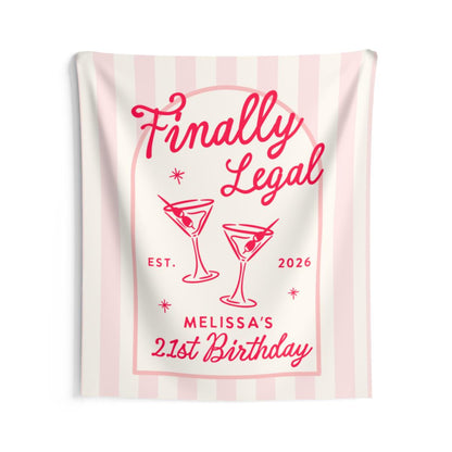 Custom 21st Birthday Banner Decor, Cheers To 21 Years Legal Club, Happy Birthday Party Photo