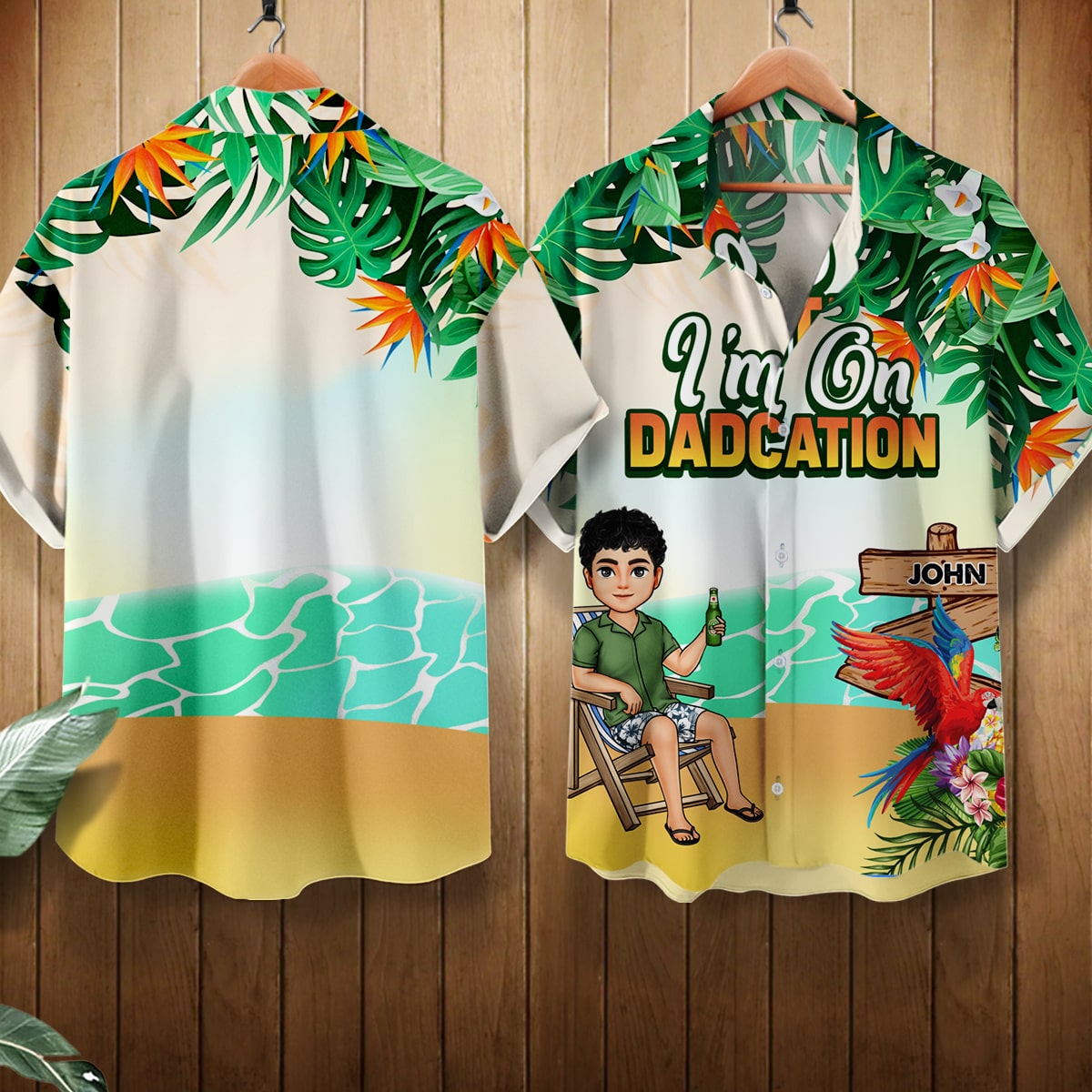 I'm On Dadcation - Personalized Hawaiian Shirt - Gift for Father, Summer, Traveling, Beach Vacation S