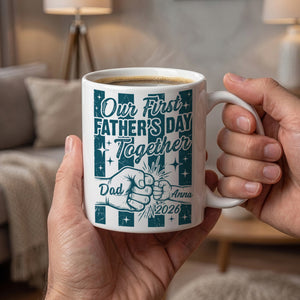 Our First Father's Day Together Striped Mug - Personalized Mug for New Dad