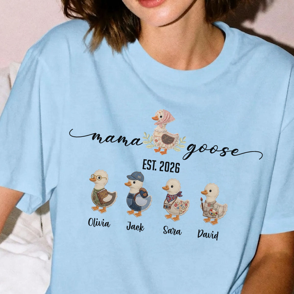 Mama Goose Shirt, Personalized Mama Shirt, Custom Kids Names Shirt, Mom Est Year Tee, Family Goose T-Shirt, Mother Gift
