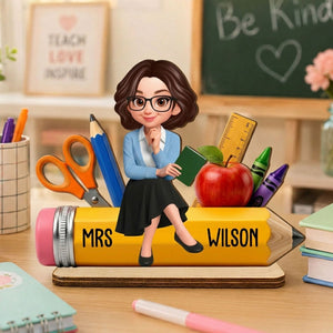 Teacher Life Pencil School Suppliers - Personalized Wooden Plaque - Back To School Gift For Teacher, Classroom Decor