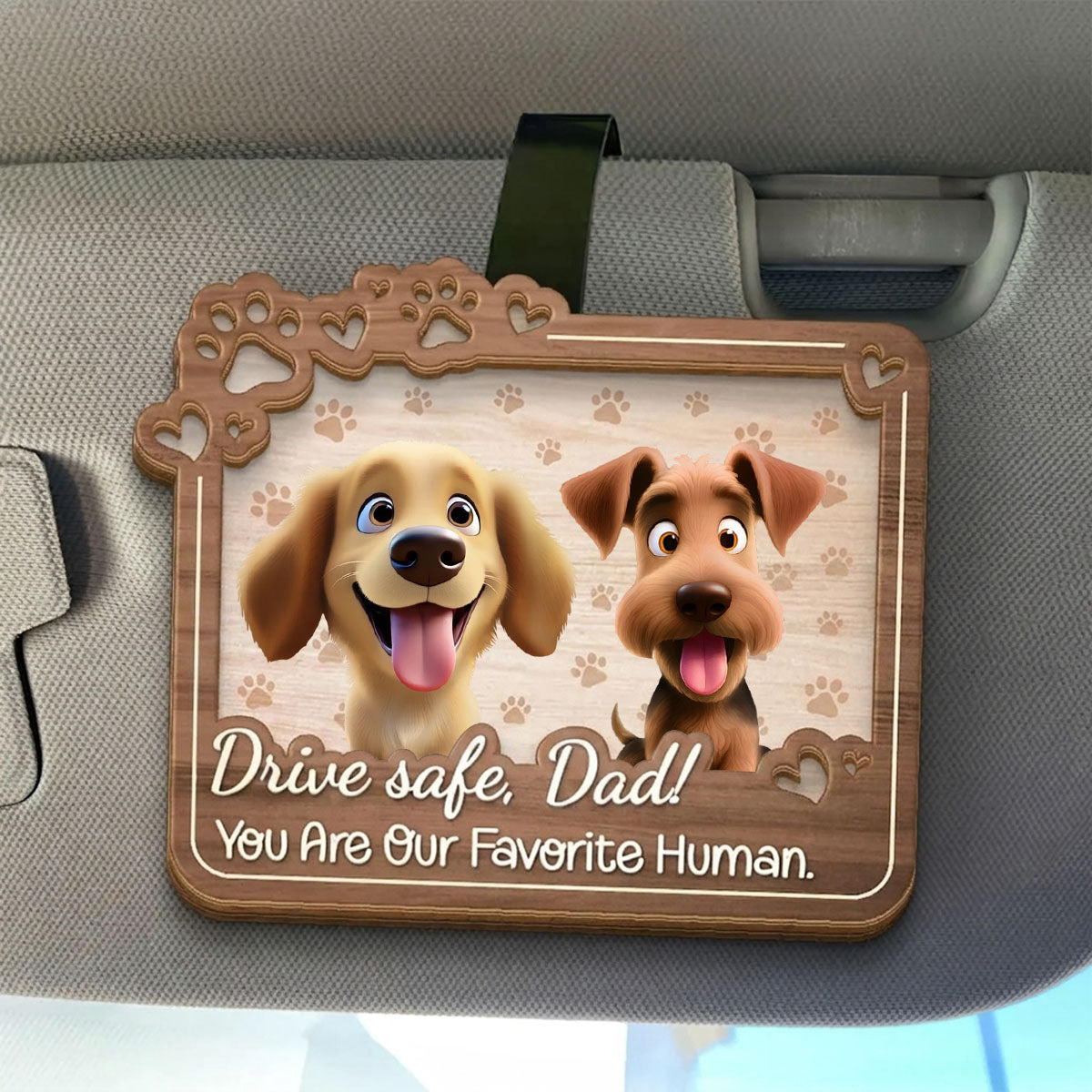 A Reminder From Your Furry Best Friend - Dog & Cat Personalized Custom Car Visor Clip - Gift For Pet Owners, Pet Lovers