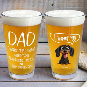 Thanks, Dad We Woof You - Personalize Beer Glass