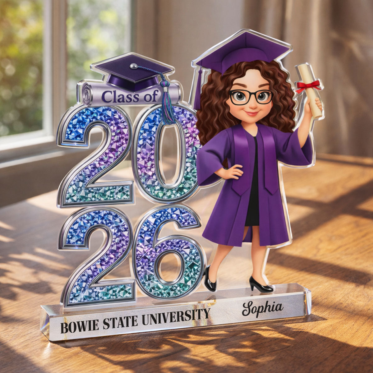 Shine Effect 2026 Senior Graduation - Personalized Acrylic Block - Graduation Gift