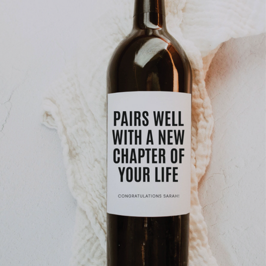 Pairs Well With A New Chapter of Your Life Wine and Champagne Labels Divorce Gift
