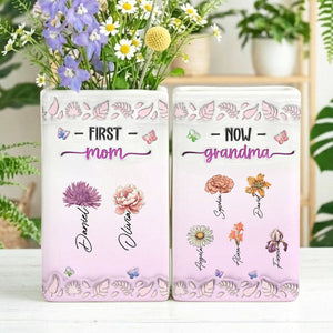 First Mom Now Nana Floral - Personalized Ceramic Book Vase