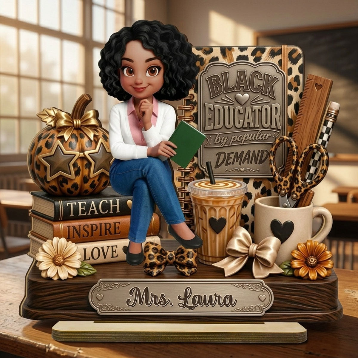 Black Educator by Popular Demand - Personalized Wooden Plaque - Back to School Gift for Teacher