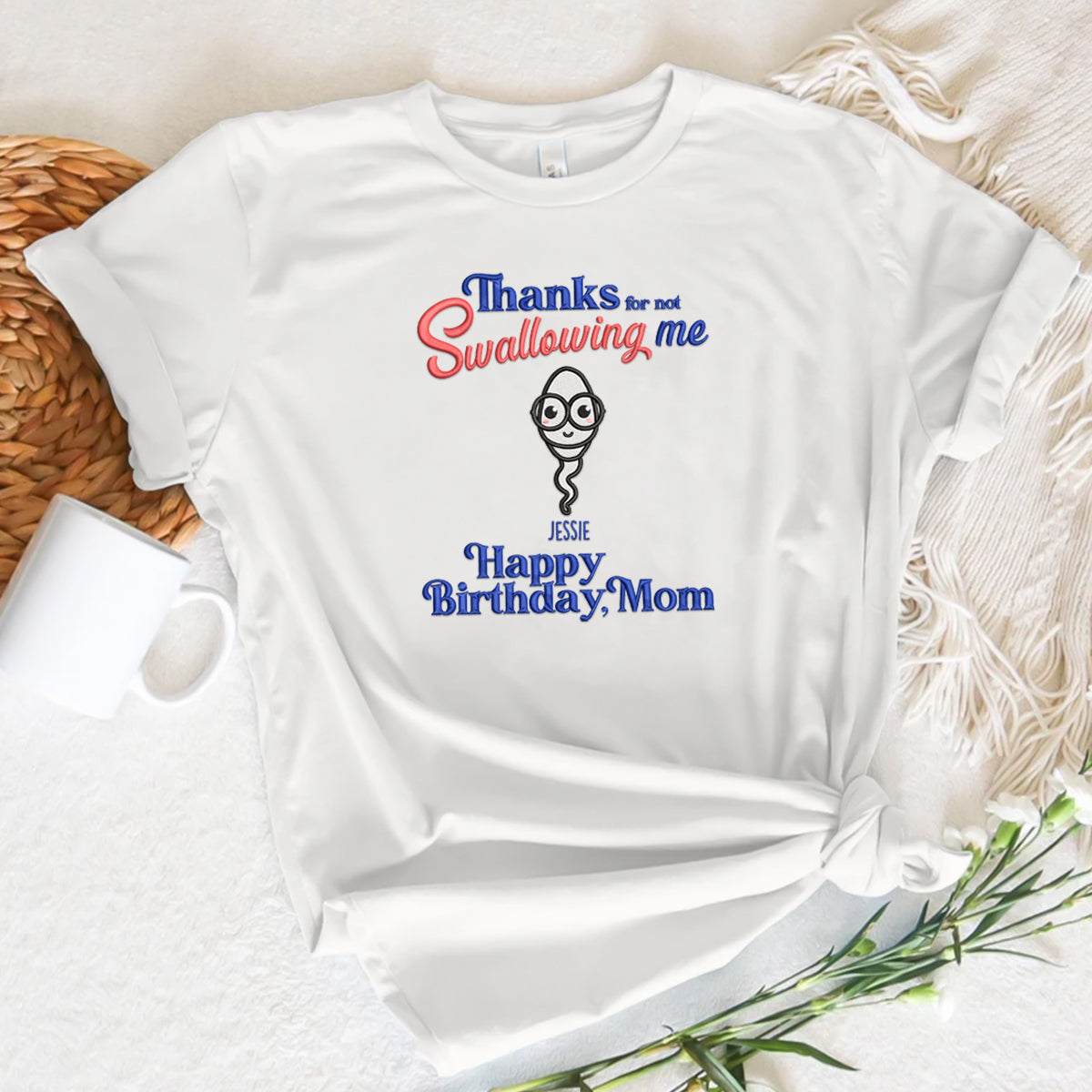 Thanks For Not Swallowing Us Embroidered Personalized Shirt