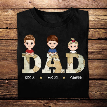 World Map Dad - Personalized Apparel - Gift For Father, Grandpa