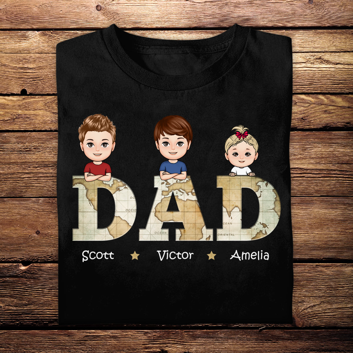 World Map Dad - Personalized Apparel - Gift For Father, Grandpa