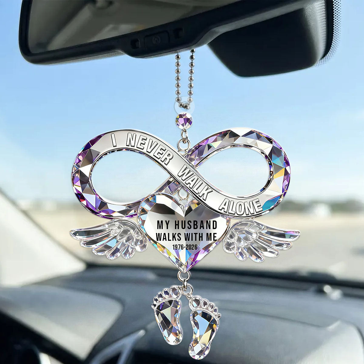 Husband Wife Memorial Car Ornament - Personalized Memorial Gifts For Couple