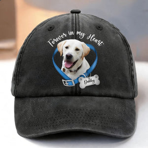 Forever In My Heart - Personalized Custom Dog Photo Memorial Printed Cap , Baseball Cap with Dog Photo, Unique Gift for Dog Lovers