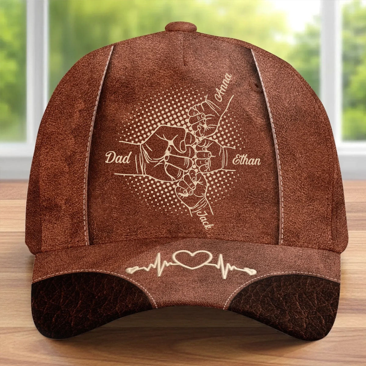 Custom Hat, All Over Print Classic Cap - Personalized Father's Day Gifts For Dad, Grandpa - Papa s Hand Holds The Whole Family