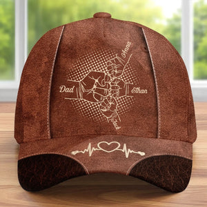 Custom Hat, All Over Print Classic Cap - Personalized Father's Day Gifts For Dad, Grandpa - Papa s Hand Holds The Whole Family