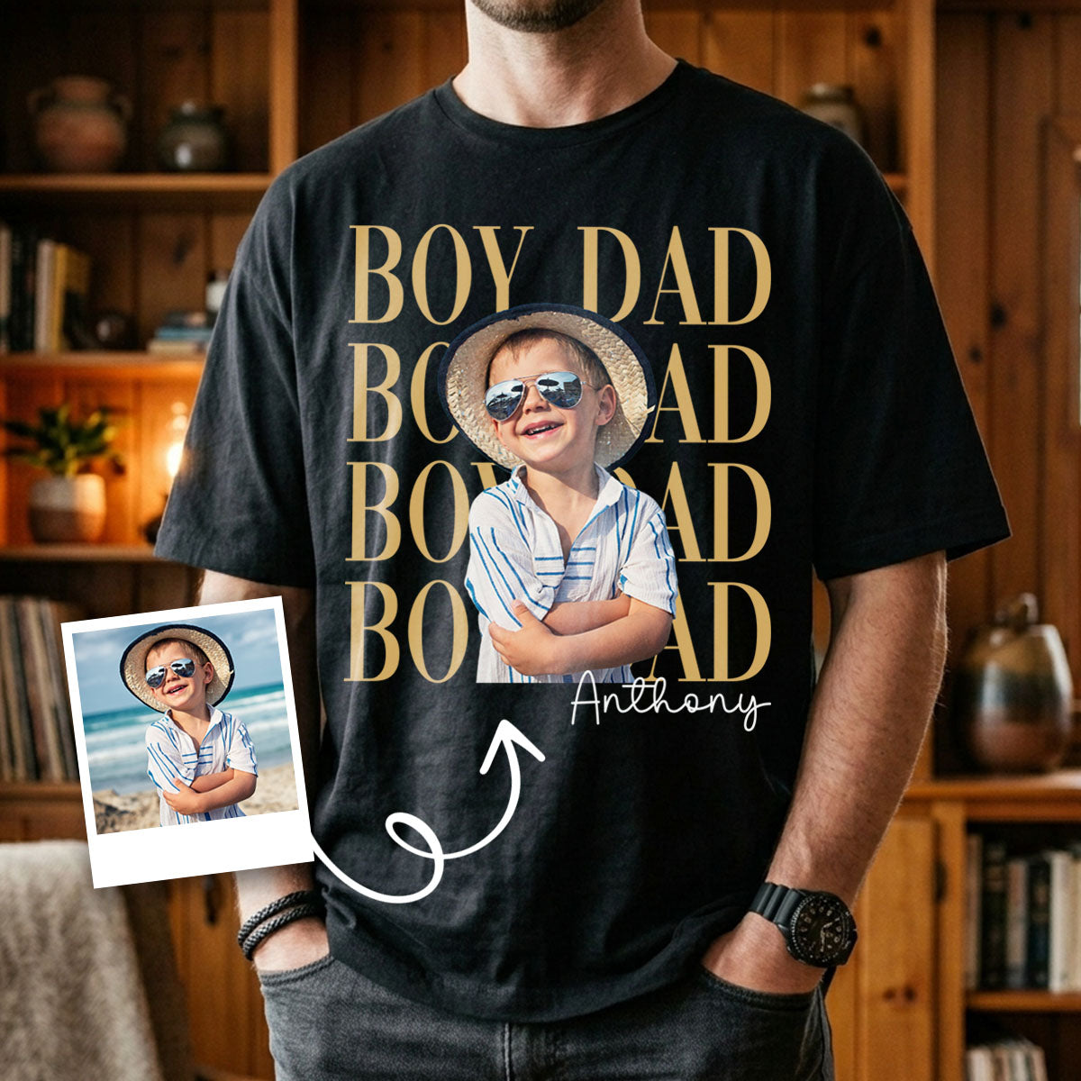 Personalized Vintage Photo Girl Dad Boy Dad Shirt,Custom Dad of Girls,Personalized Dad Daughter Gift, Girl Dad shirt,Boy Dad shirt,Dad Shirt