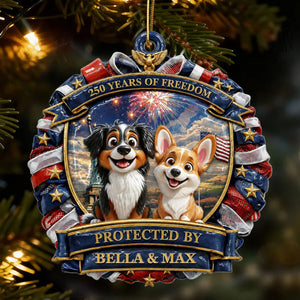 America Dog Lovers 250 Ornament - Patriotic Family Ornament - Real 3D Raised Ornament