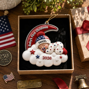 Baby’s First Christmas Moon Ornament 2026 - Real 3D Raised Ornament