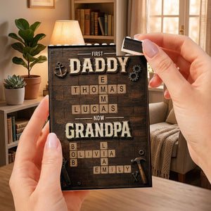 First Dad Now Grandpa Crossword Puzzle Art - Personalized Shaped Building Brick Blocks