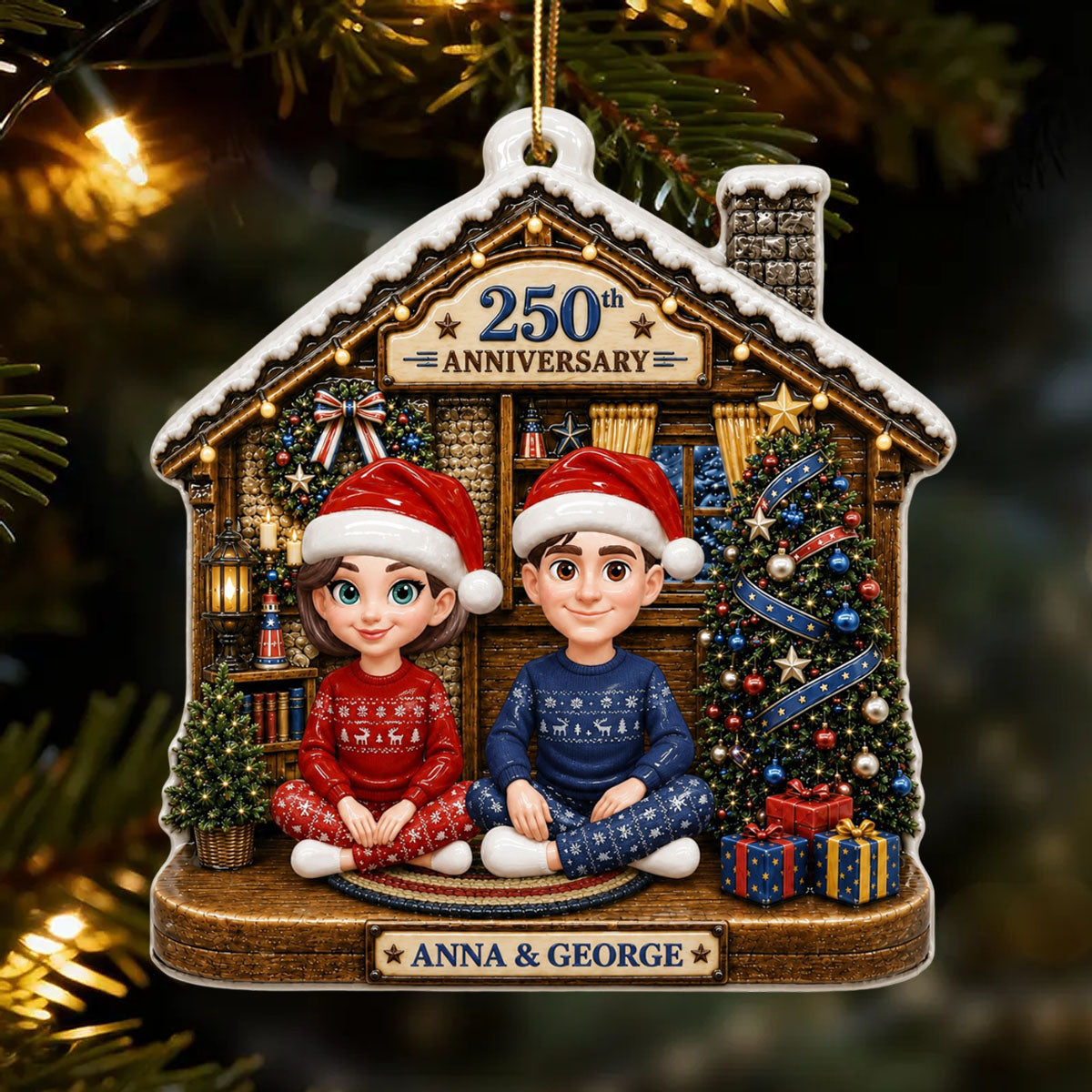 Family 2026 250th Anniversary  - My Family Christmas - Real 3D Ceramic Ornament
