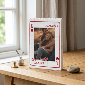 Couple Photo Playing Card Puzzle Building Brick Blocks