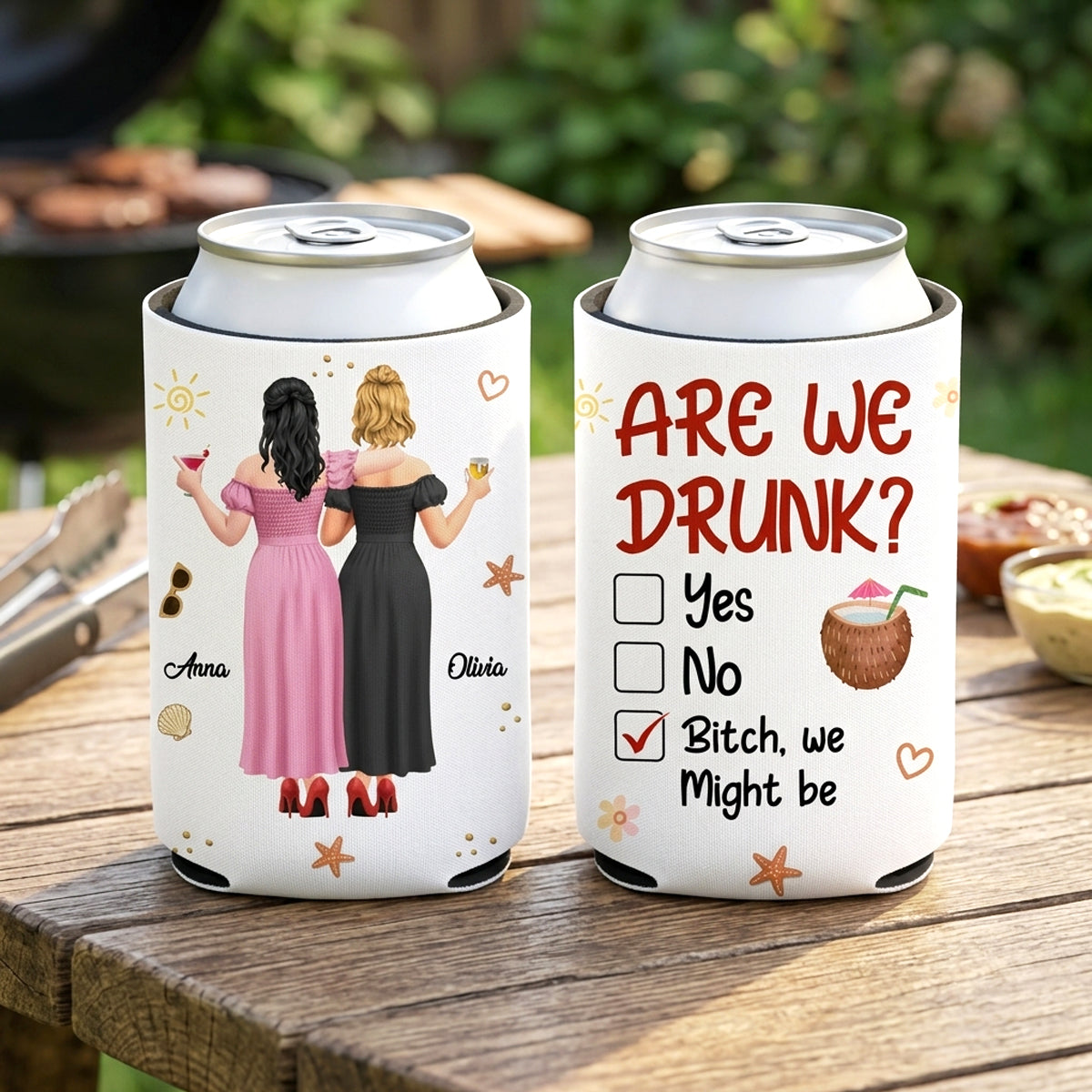 Are We Drunk - Personalized Can Cooler - Gift For Bestie, Friends