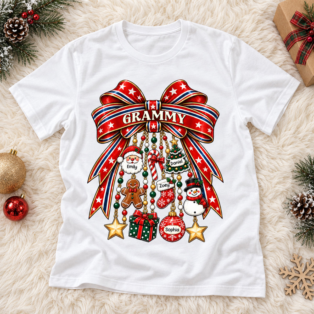250 Years Of Freedom Christmas Charm Bow - Personalized Shirt - Trendy Christmas Tee