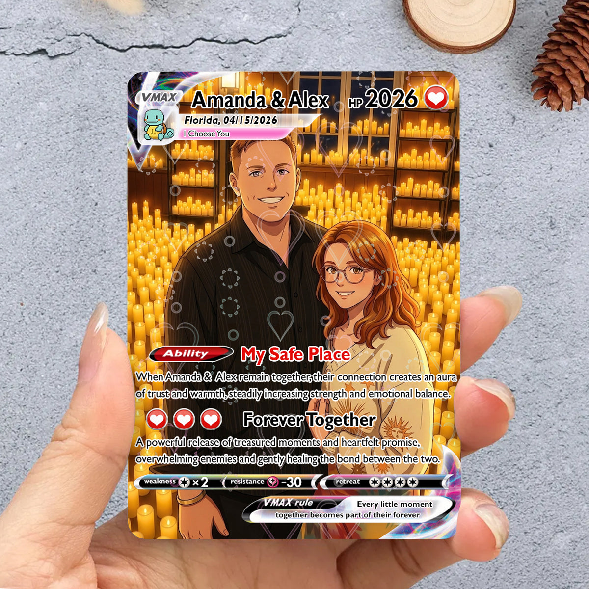 Custom Anime Poke Card for Couple , Unique Design Style Custom Couple Gift , Perfect Keepsake for Lovers, Best Presents for Engagement
