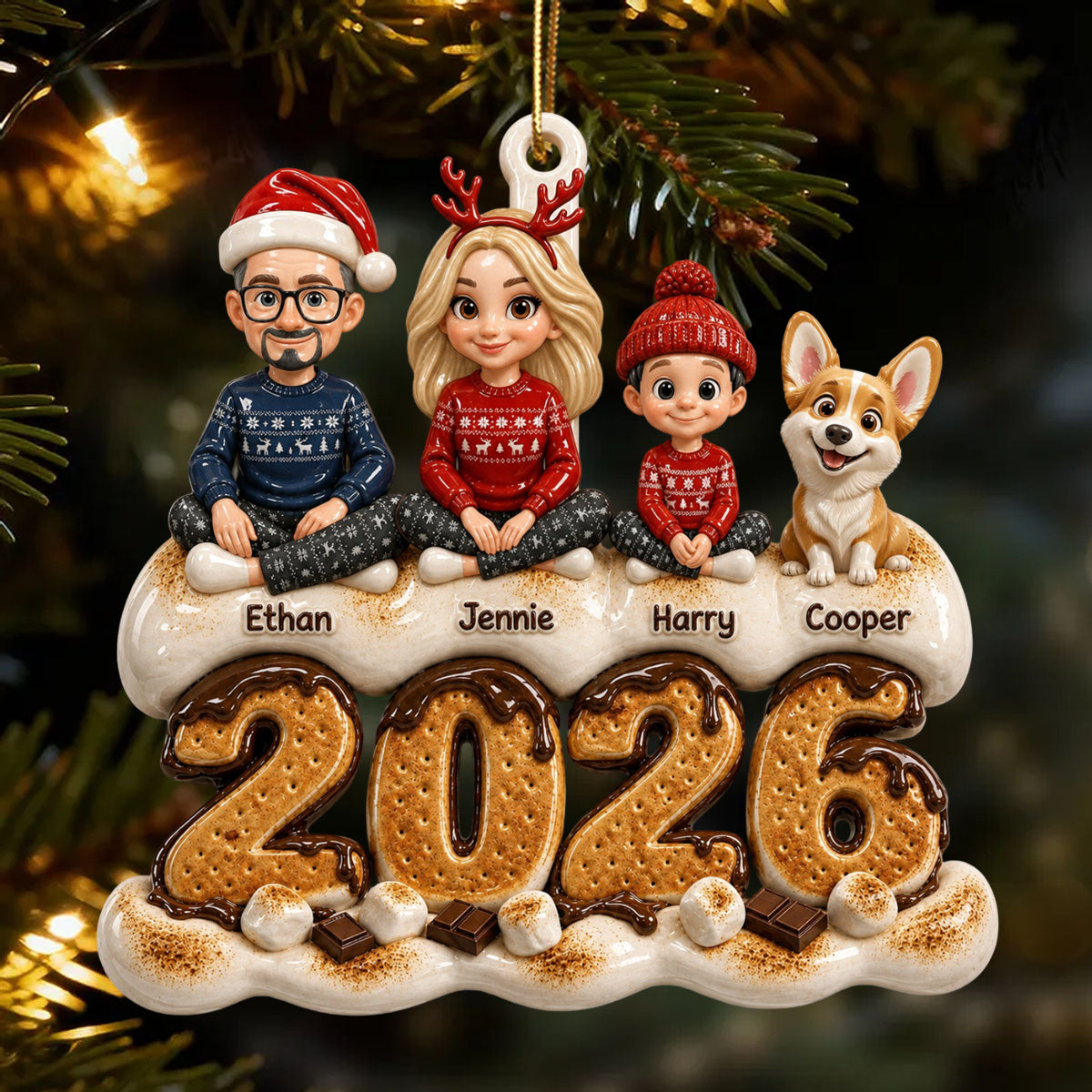 Our Happy Place Is Together -  Family Ornament - Real 3D Raised Ornament